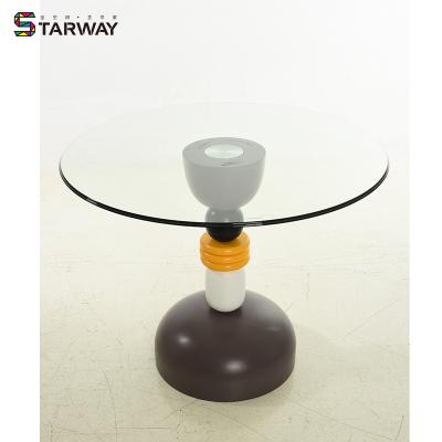 China Wholesale UNDETERMINED Modern Column Round Dining Table Glass Coffee Table for sale