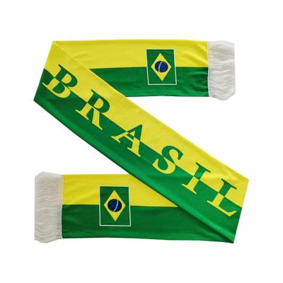 China High Quality 100% Fast Delivery Polyester World Cup Soccer Brazil Fans Long Scarf for sale