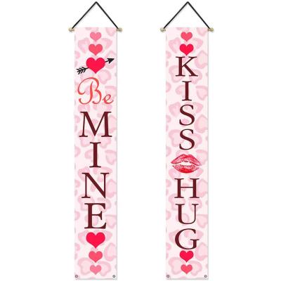 China Wholesale High Quality Design Durable Polyester Health Care Institutes Fashion Hanging Flag Digital Printing Custom Design Valentine's Day Door Banner for sale