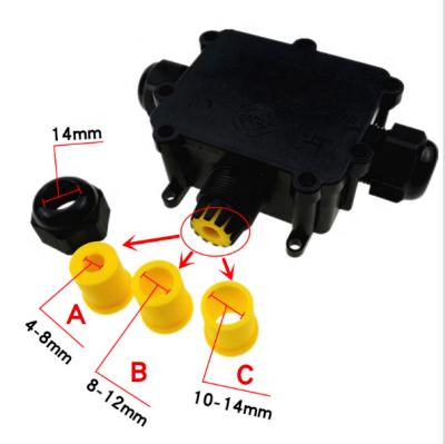 China IP68 M686 Outdoor Cable Junction Box Automotive Waterproof Three Way T-Type Waterproof Junction Box for sale