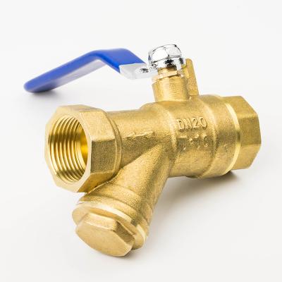 China DN15 DN20 COLD WATER Thermometer Brass Ball Valve With Filter for sale