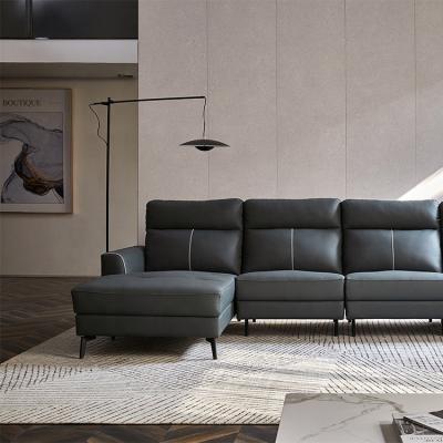 China Reclining Leather Corner Sofa L Shape Modern L Shape Leather Recliner Sofa Functional Electric for sale