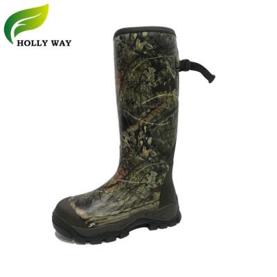 China Rubber Boots With 4mm Neoprene Striping Best Quality Waterproof Neoprene Camouflage Rubber Hunting Boots for sale