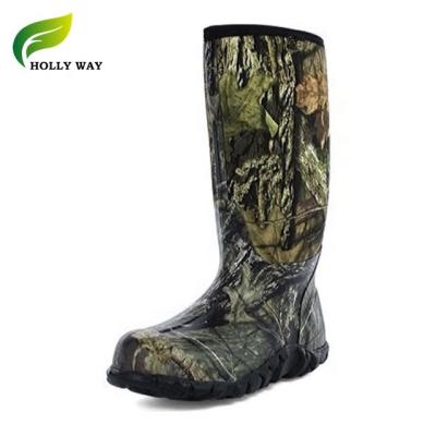 China Rubber Boots Men's Waterproof Jungle Camouflage Rubber Outdoor Hunting Boots With China Zipper for sale