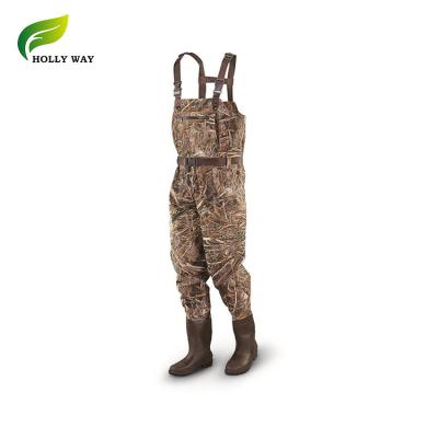 China 100% Waterproof Men's Breathable Camouflage Chest Fly Fishing Wader With PVC Boots For Hunting for sale