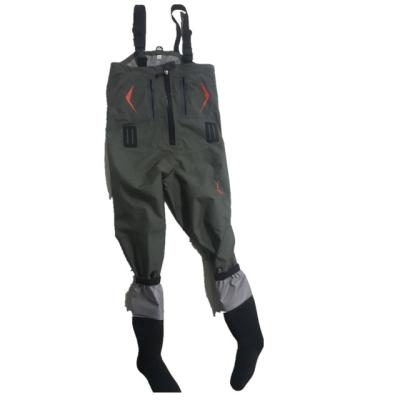 China 100% Waterproof Breathable Waterproof Chest Wader Fly Fishing Waders Suit With Neoprene Sock For Men for sale