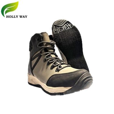 China High grade synthetic fabric leather+oxford waterproof fishing wading boots with felt sole for men for sale