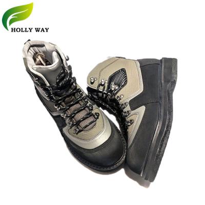 China Black Synthetic Leather Around Upper Bottom Waterproof Wading Boots With Felt Sole For Fishing for sale