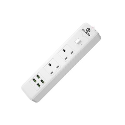 China Hot Selling UK Standard 3 Outlets Extension Socket Switched Power Residential / Multipurpose Strip With 4 USB Charging Port for sale