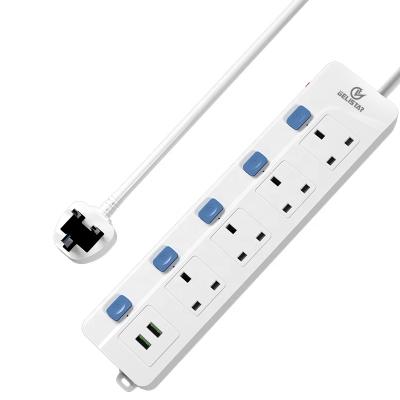 China UK standard independent switch 2USB 4outlet power supply panel extension socket 2m new residential/multi-purpose design for sale