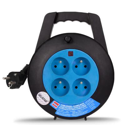 China French Standard Four Socket Extension Cable Reel With Retractable Plug Power Strip Surge Protector Cord Reel 10m Power Cord For Office for sale