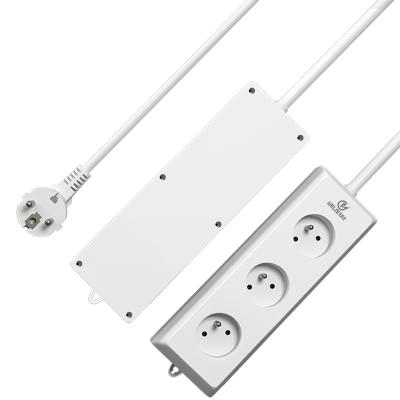 China Standard 3 Outlet 3m Power Cable French White Residential / Multipurpose Strip Household Electric Charging Station Jacks Extension Wire Socket for sale