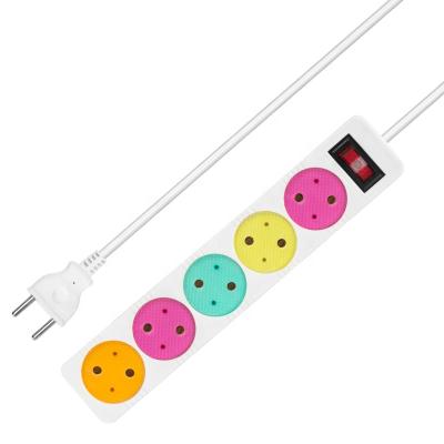 China Residential/Multi-Purpose Socket Extendoin Color Power Board German Eu Socket 5outlet With Switch Power Wholesale Table Strip for sale