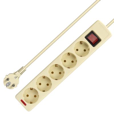 China Original Factory Hot Selling 5 Way 1.5m Overload Protector EU Cable Extension Plug Power Strip Electrical Outlet Switches for sale