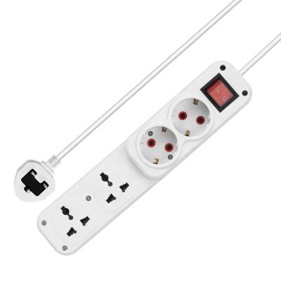 China EU Residential/Multi-Purpose 4way Multifunctional Universal Electrical Socket With Switch Unique Design Power Strip White Dual Use 3m Socket for sale