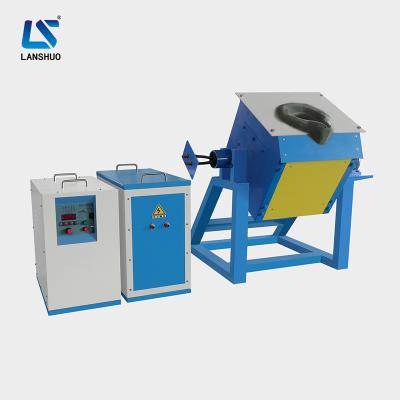 China LSZ-25 High Efficiency Copper Scrap Tilting Induction Melting Furnace With IGBT Rotating Furnace Body for sale