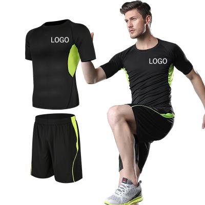 China Breathable Fitness Direct Men's Gym Factory Shorts Styling T-Shirts Sets Four Way Stretch Body Training Suits Quick Dry Jogging Sports Wear for sale