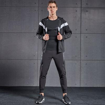 China Breathable Factory Direct Custom Design Waterproof Sports Jackets Hooded T-Shirts Shorts Pants Sets Windproof Mens Outdoor Jogging Sets for sale