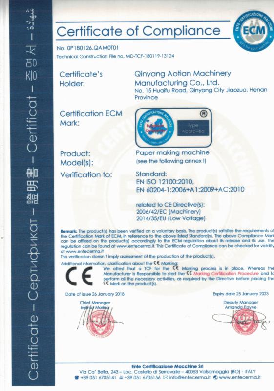 CE - Qinyang Aotian Machinery Manufacturing Co., Ltd.