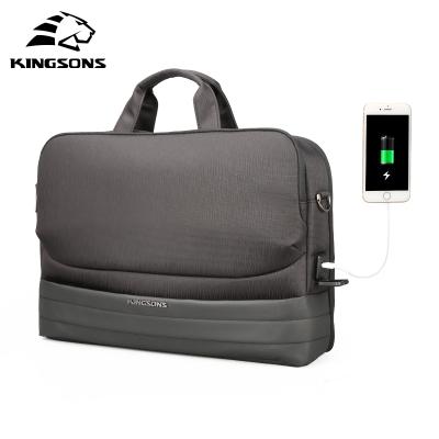 China Kingsons Fashion Business Men's Laptop Bag Waterproof Handbag New Bags Waterproof Custom USB Charging Gray Laptop Bag In Stock for sale