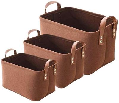 China Eco-Friendly Durable Storage Bins Cubes Carry Handles Felt Shelf Bins Sturdy Organizer Baskets Black for sale