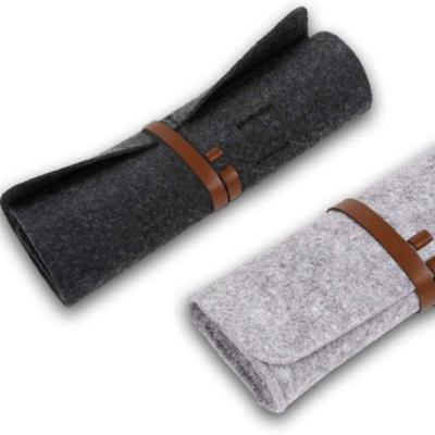 China Schools & Office Hot Sale Fashion Wool Felt Pen Pencil Bag Case Simple Cosmetic Small-stylish Minimalist Wool Felt Folded Pen Case /pen Holder for sale