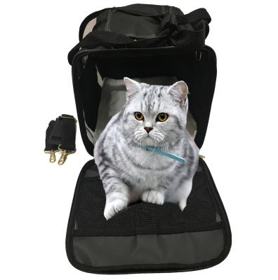 China Pet Breathable Airline Approved Pet Carrier Cage Bag Soft Sided Folding Pet Travel Carrier Shoulder Bag Handbag for sale