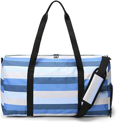 China Designer bags travel duffel bag 22inches big duffel bag 2015 with shoe pocket sport gym bag blue and white color for sale