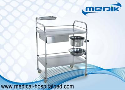 China Protection Guardrails Stainless Steel Instrument Trolley With One Drawer One Bucket for sale