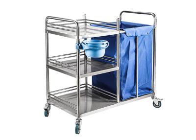 China Three Shelf SS Medical Trolley , Hospital Linen Trolley Stainless Steel for sale