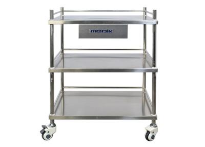 China Stainless Steel  Surgical Instrument Trolley Three Shelves One Drawer for sale