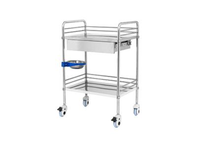 China Medical Stainless Steel Surgical Instrument Cart With Two Shelves One Drawer for sale