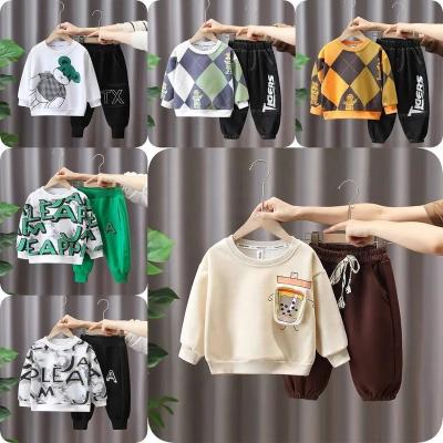 China Casual Wholesale Boys Girls Clothes Long Sleeve Set Children's Cartoon Print Sports Set 2pic Customization Set Kids Sweat Suits for sale