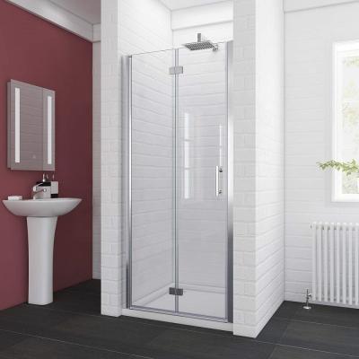 China 2019 With Frame Mini Style Hinge Design Shower Screen Aluminum Alloy Frameless Pivot Shower Glass Door for sale