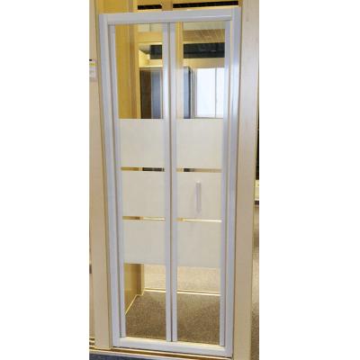 China With Frame Korean Style Shower Screen Tempered Glass White Aluminum Folding Door for sale