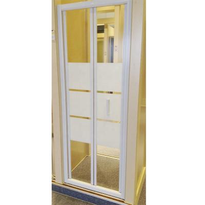 China With Frame Japan Style Mini Bathroom Shower Screen White Painted Shower Folding Glass Door for sale