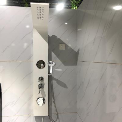 China 2020 New Year Model Shower Panel Shower Faucets White Aluminum Material Column Without Sliding Bar Column Shower Room Faucets for sale