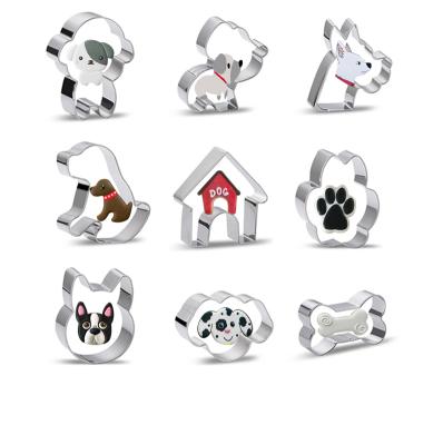 China Viable Hot Selling Cookie Cutter Stainless Steel Dog Cartoon Cookie Cutter Dog Set Cookie Mold Cookie Mold for sale