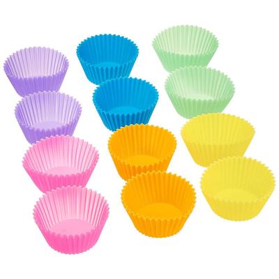 China Sustainable 12pcs/Set Silicone Cake Mold Round Shaped Muffin Cupcake Molds Baking Kitchen Bakeware Maker DIY Cake Decorating Tools for sale