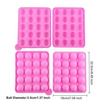 China Stocked Lollipop Silicone Cake Mold Ball Shaped Mold Cake Ice Cube Trays Stick Gum Ball Jelly Mold for sale