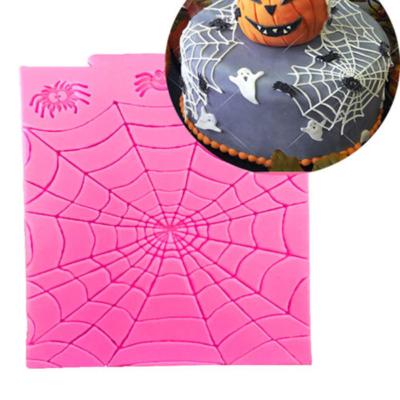 China Halloween Cobweb Shape Fondant Silicone Chocolate Mold Cookies Stocked Cookies Molds Cake Decorating Tool for sale