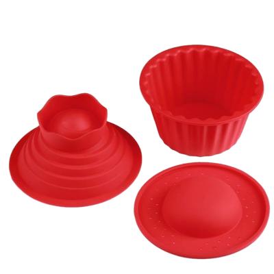 China Stocked Top 3 Pack Big Silicone Cupcake Mold High Quality Giant Cake Mold Bake Set Baking Mold for sale