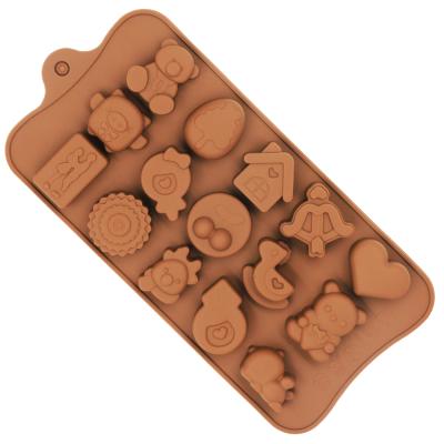 China Cute Stored Patterns Silicone Chocolate Mold Non-Stick Baking Tools For Handmade Chocolate Resin Mold for sale