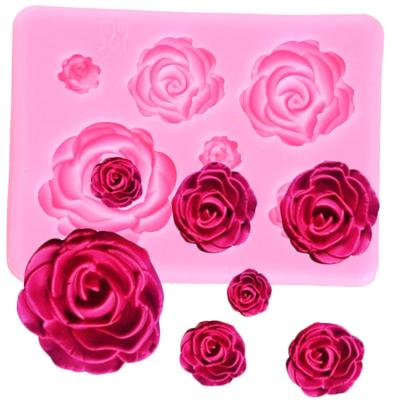 China Rose Flower Silicone Molds Chocolate Candy Fondant Mold Wedding DIY Cupcake Cake Decorating Tools for sale