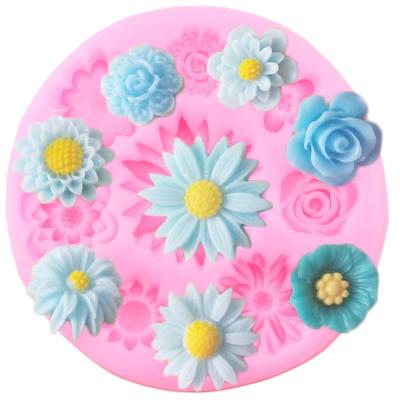 China Stored Rose Silicone Mold Candy Clay Chocolate Baking Molds DIY Party Flower Cupcake Topper Fondant Cake Decorating Tools for sale