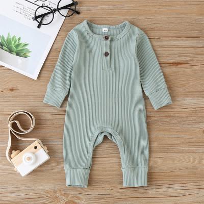 China Spandex/Cotton Girl Unisex Button Long Sleeve Newborn Infant Baby Boy Solid Overalls for sale