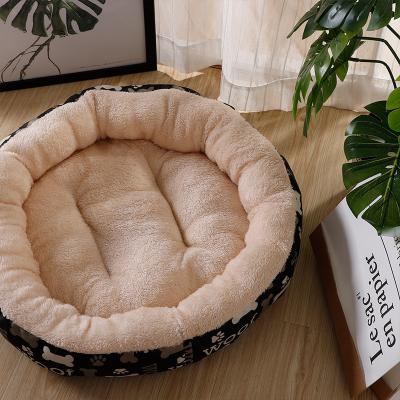 China Wholesale High Quality Washable Luxury Soft Warmer Plush Stocked Round Bed For Dog for sale