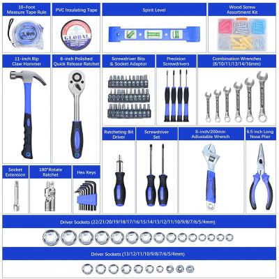 China Professional Home 146 Pieces Hand Tools Kit Metric Household Repair with Portable Toolbox for sale