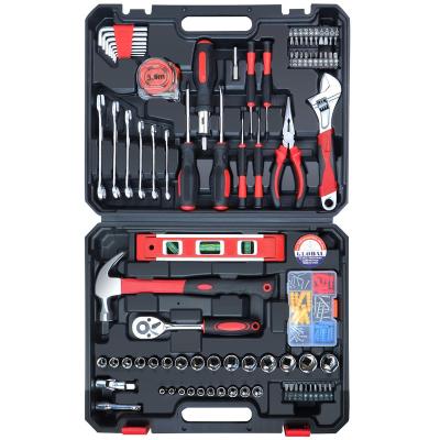 China Red 146 Pieces Metric Household Hand Tools Sleeve Screwdriver Auto Repair Portable Toolbox DIY Home Tool Kit Set for sale