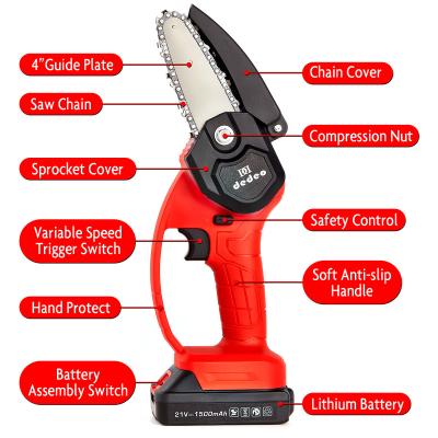 China High Quality 21v Wood Cutting Saw Chain Breaker 4inch Battery Driver Electric Mini Cordless Chainsaw for sale